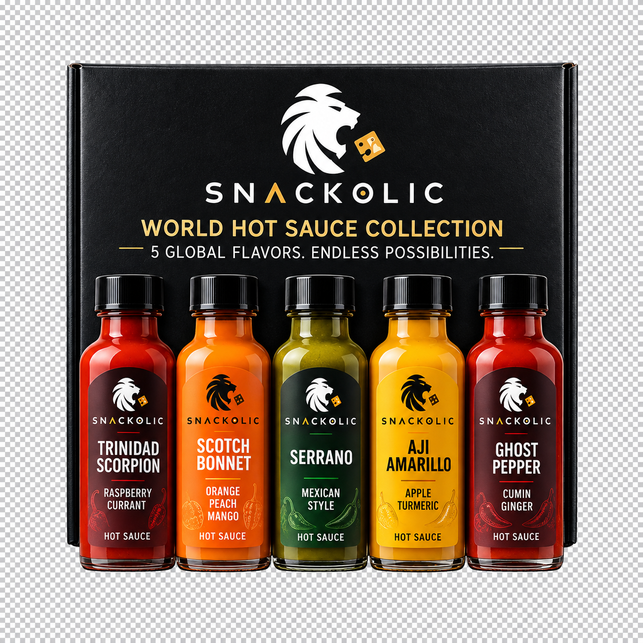 Snackolic World Hot Sauce Gift Set package